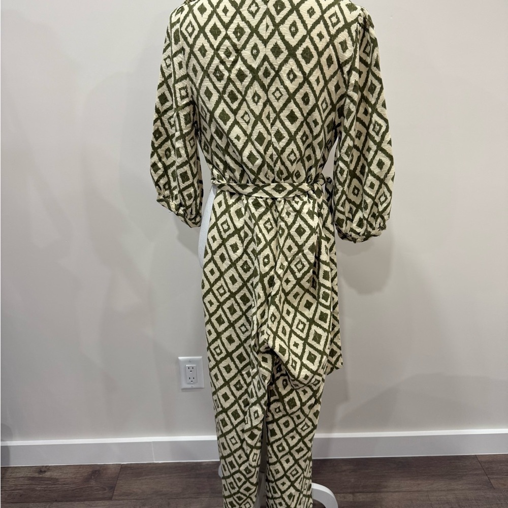 Mng - Mango Geometric Patterned Jumpsuit In Green… - image 3